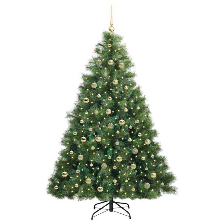 Kunstigt juletræ med 300 LED'er Grøn 210 cm PE og PVC