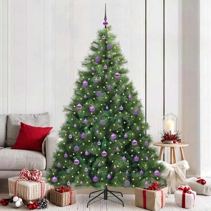 Kunstigt juletræ med 300 LED'er Grøn 210 cm PE og PVC