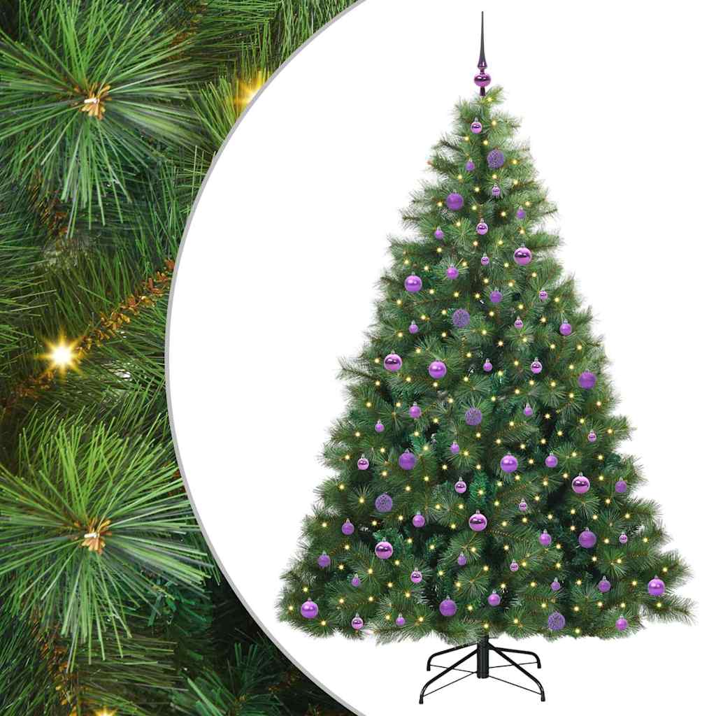 Kunstigt juletræ med 300 LED'er Grøn 210 cm PE og PVC