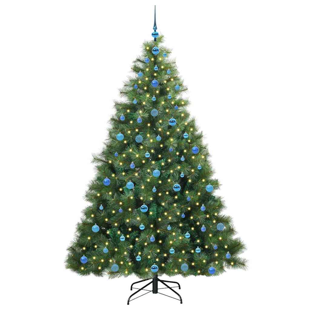 Kunstigt juletræ med 300 LED'er Grøn 210 cm PE og PVC