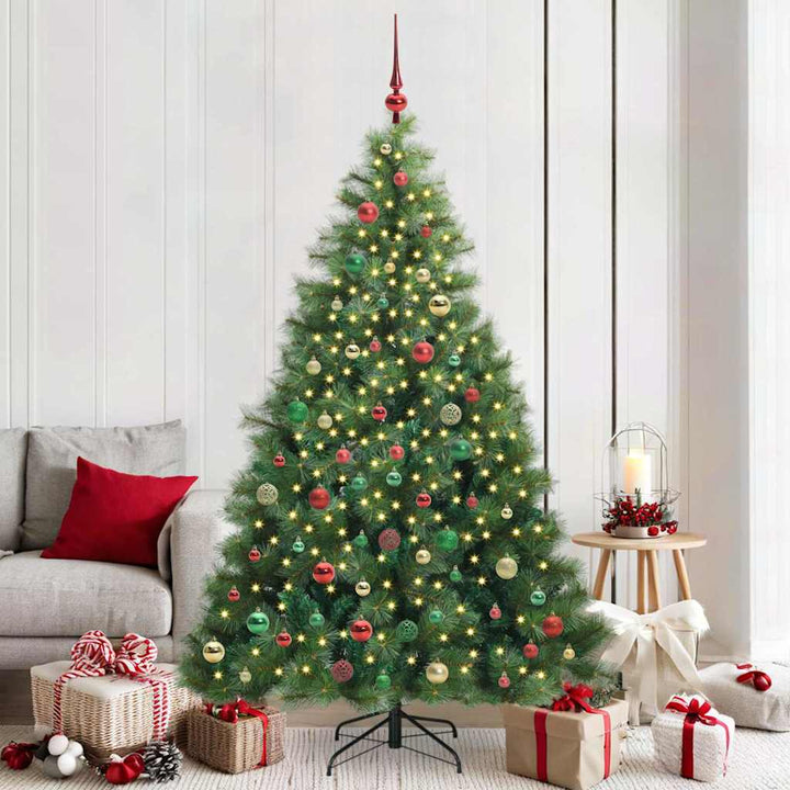 Kunstigt juletræ med 300 LED'er Grøn 210 cm PE og PVC