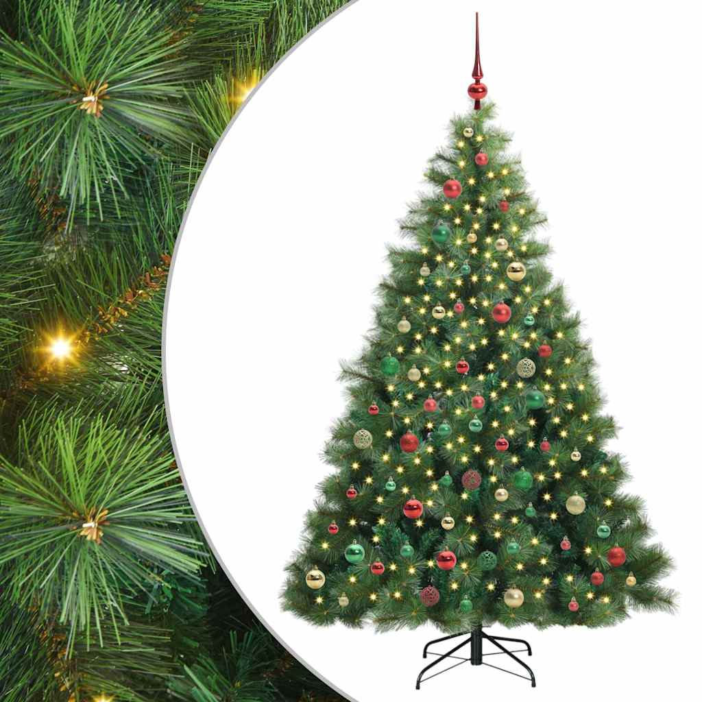Kunstigt juletræ med 300 LED'er Grøn 210 cm PE og PVC