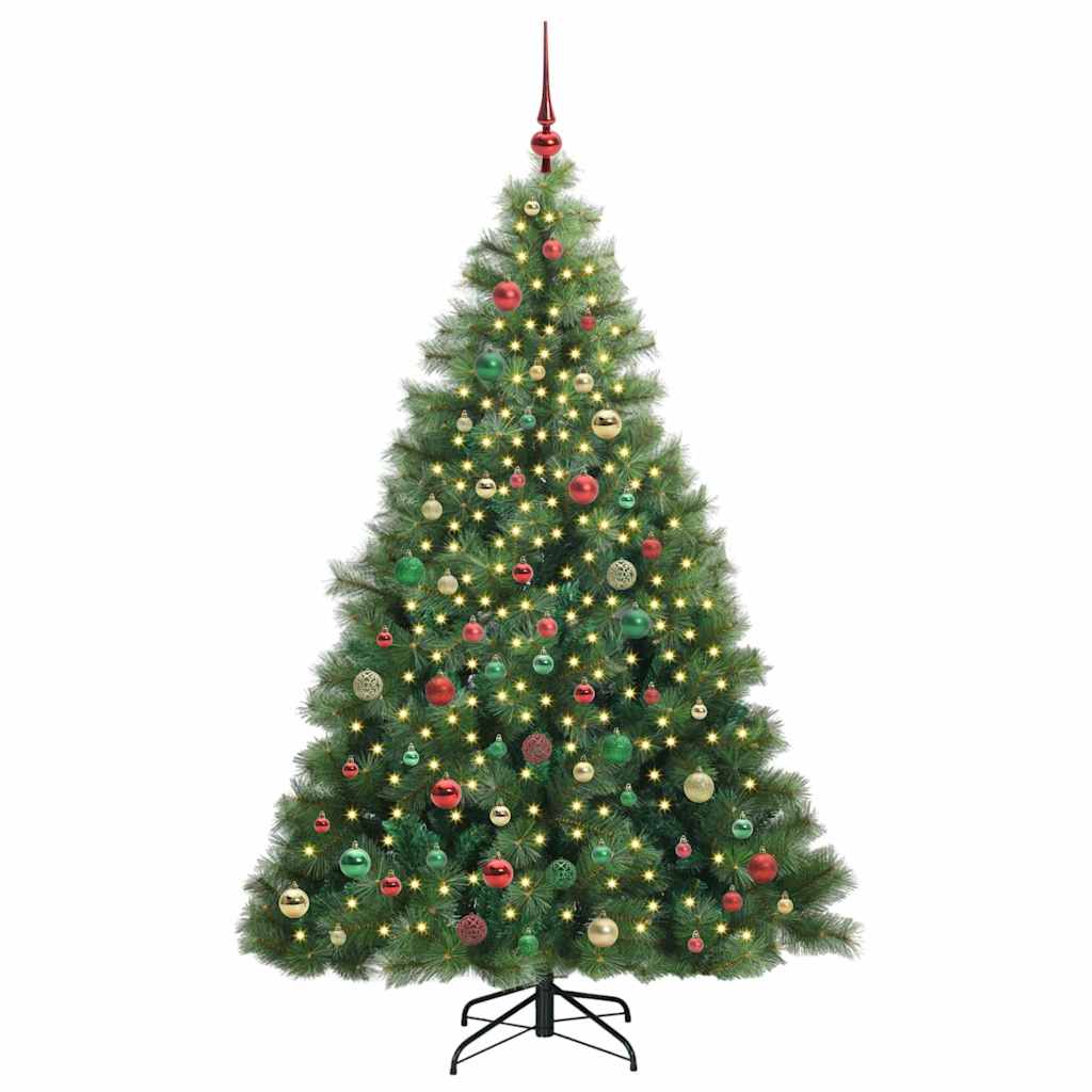 Kunstigt juletræ med 300 LED'er Grøn 210 cm PE og PVC