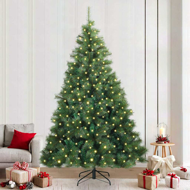 Kunstigt juletræ med 300 LED'er Grøn 240 cm PE og PVC