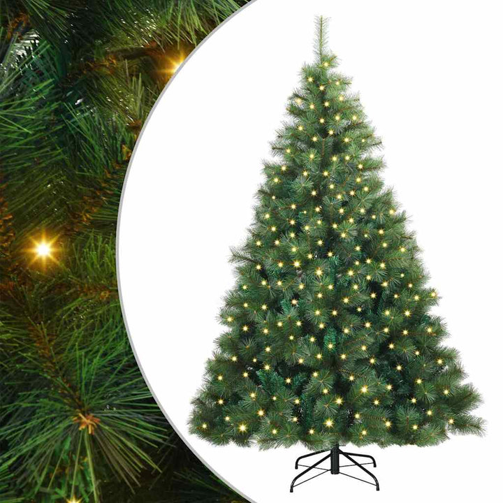 Kunstigt juletræ med 300 LED'er Grøn 240 cm PE og PVC