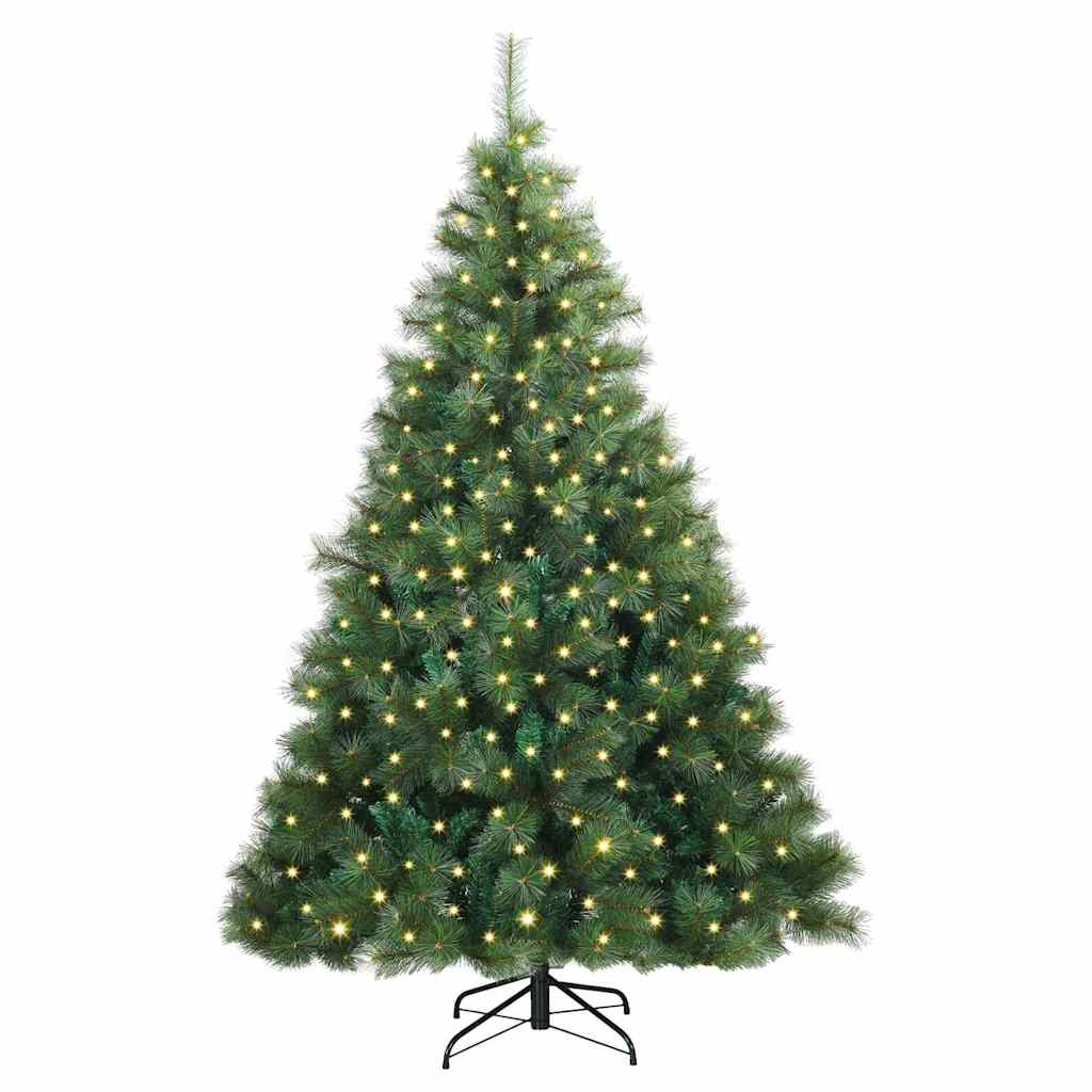 Kunstigt juletræ med 300 LED'er Grøn 240 cm PE og PVC