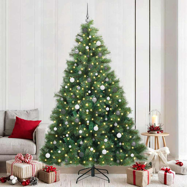 Kunstigt juletræ med 300 LED'er Grøn 240 cm PE og PVC