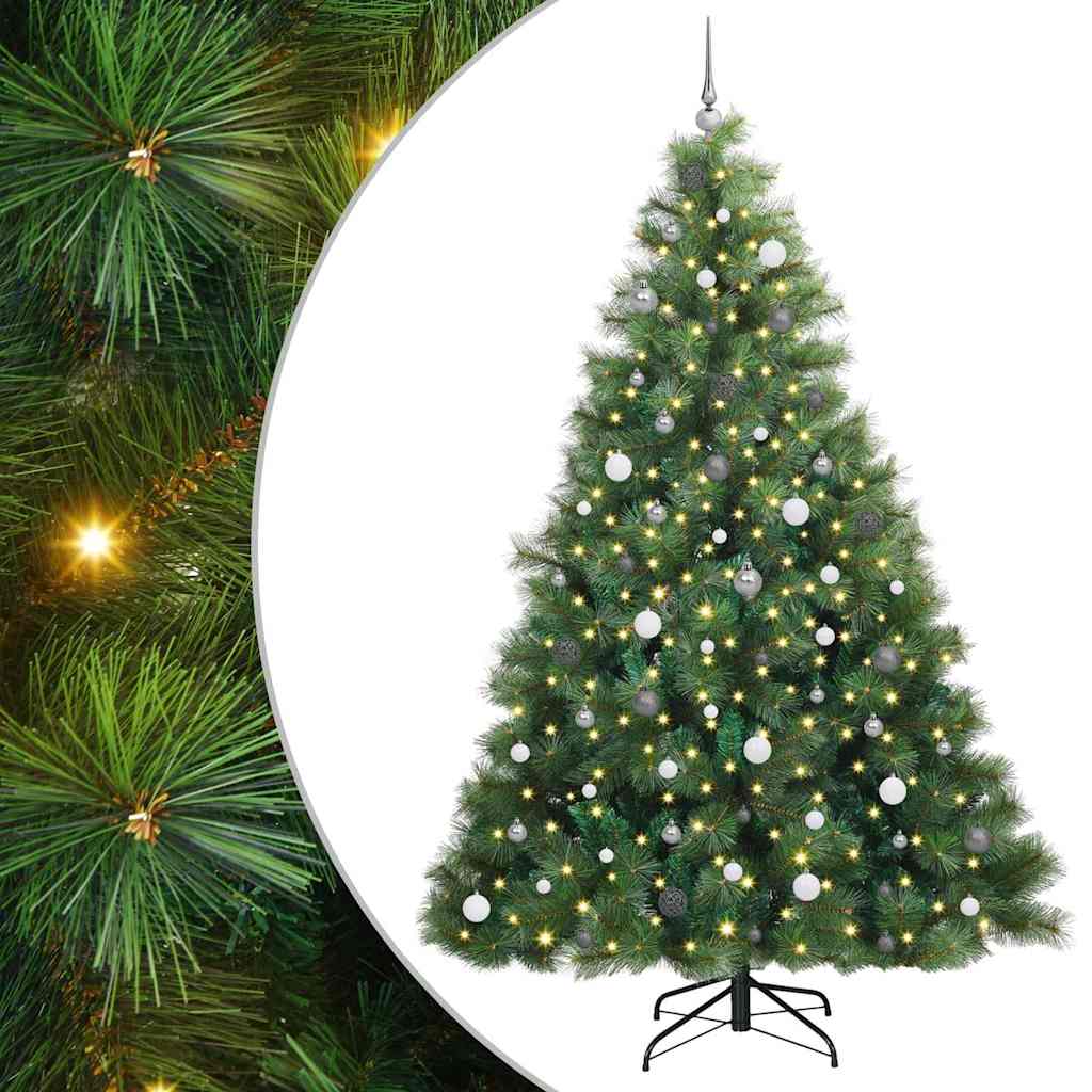 Kunstigt juletræ med 300 LED'er Grøn 240 cm PE og PVC