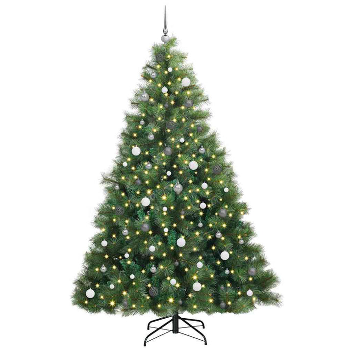 Kunstigt juletræ med 300 LED'er Grøn 240 cm PE og PVC