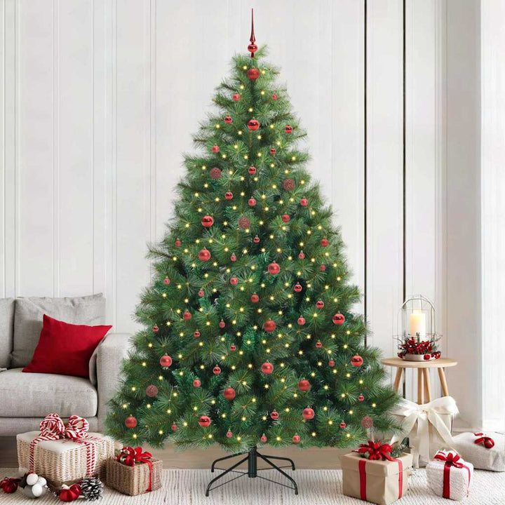 Kunstigt juletræ med 300 LED'er Grøn 240 cm PE og PVC