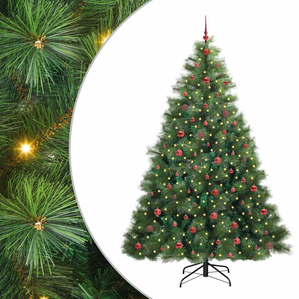 Kunstigt juletræ med 300 LED'er Grøn 240 cm PE og PVC
