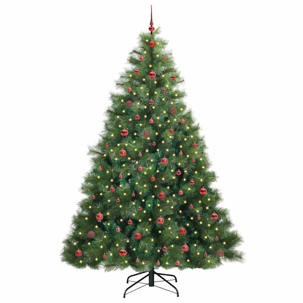 Kunstigt juletræ med 300 LED'er Grøn 240 cm PE og PVC