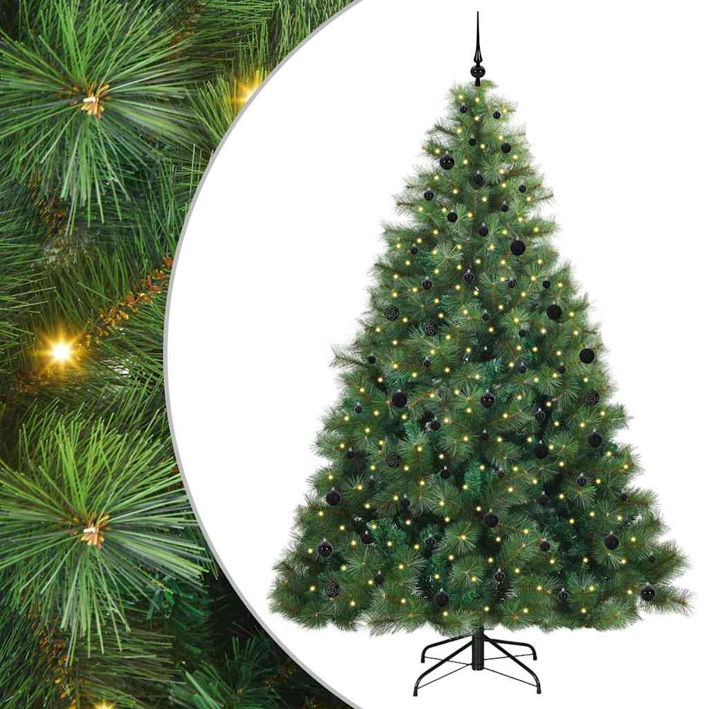 Kunstigt juletræ med 300 LED'er Grøn 240 cm PE og PVC