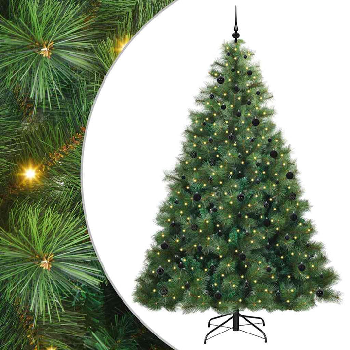 Kunstigt juletræ med 300 LED'er Grøn 240 cm PE og PVC