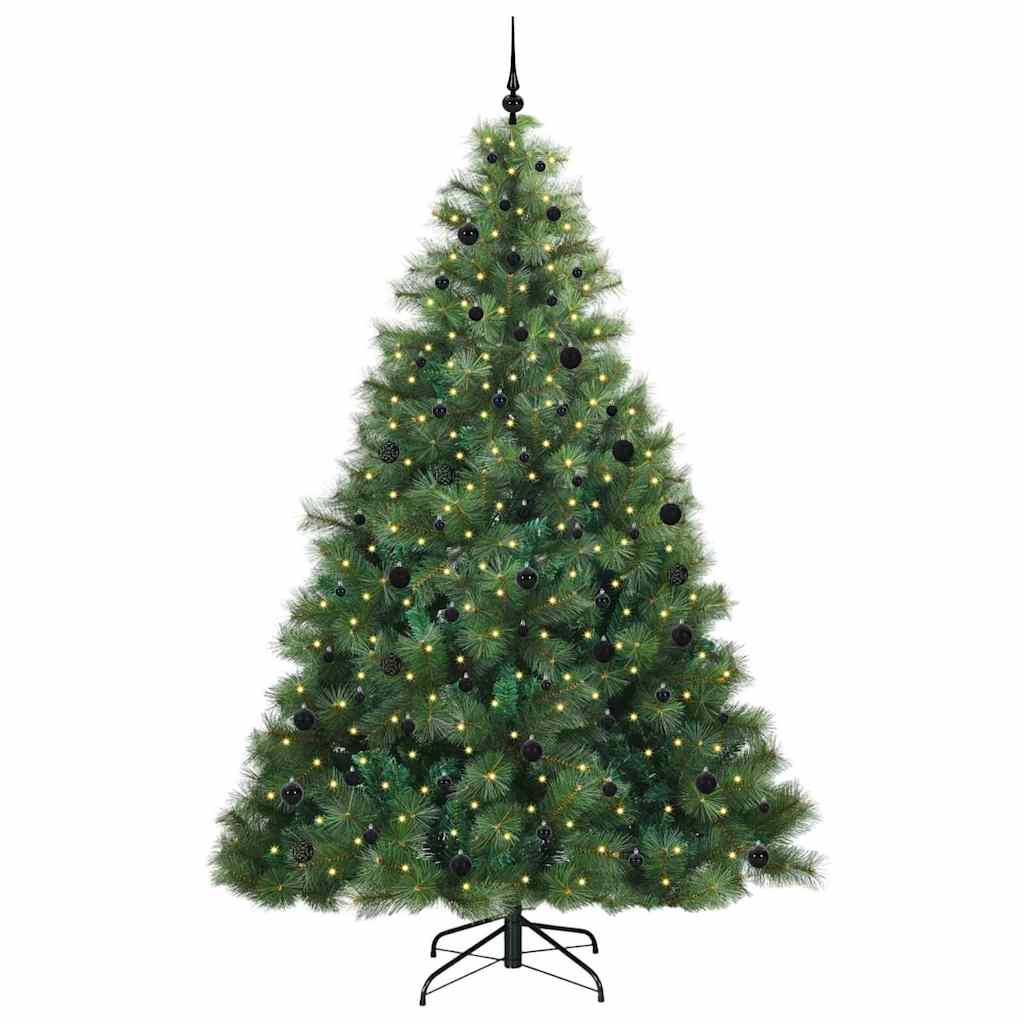 Kunstigt juletræ med 300 LED'er Grøn 240 cm PE og PVC
