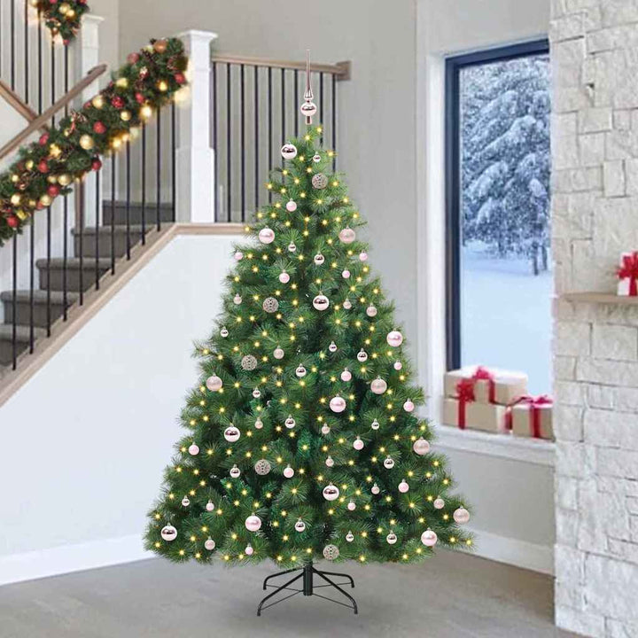 Kunstigt juletræ med 300 LED'er Grøn 240 cm PE og PVC