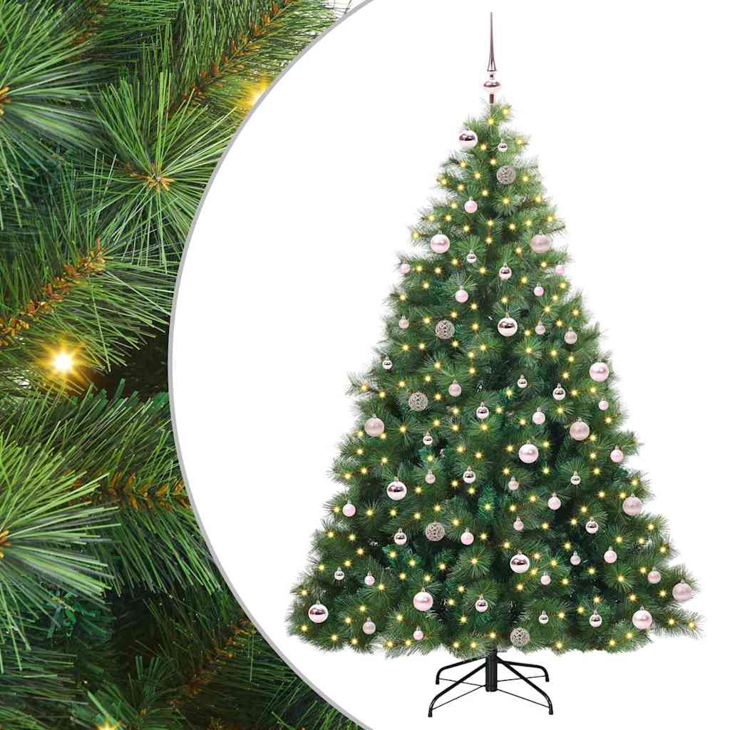 Kunstigt juletræ med 300 LED'er Grøn 240 cm PE og PVC