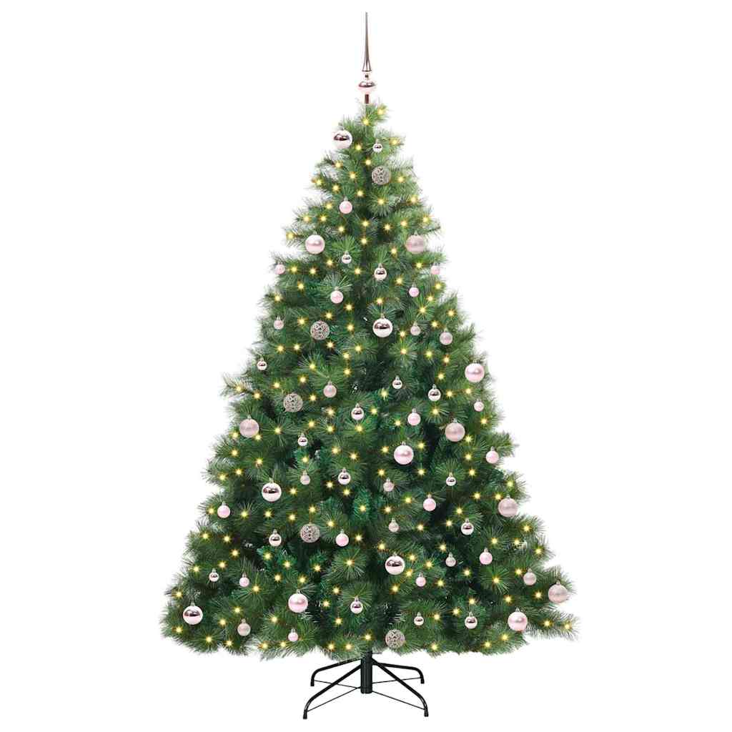 Kunstigt juletræ med 300 LED'er Grøn 240 cm PE og PVC