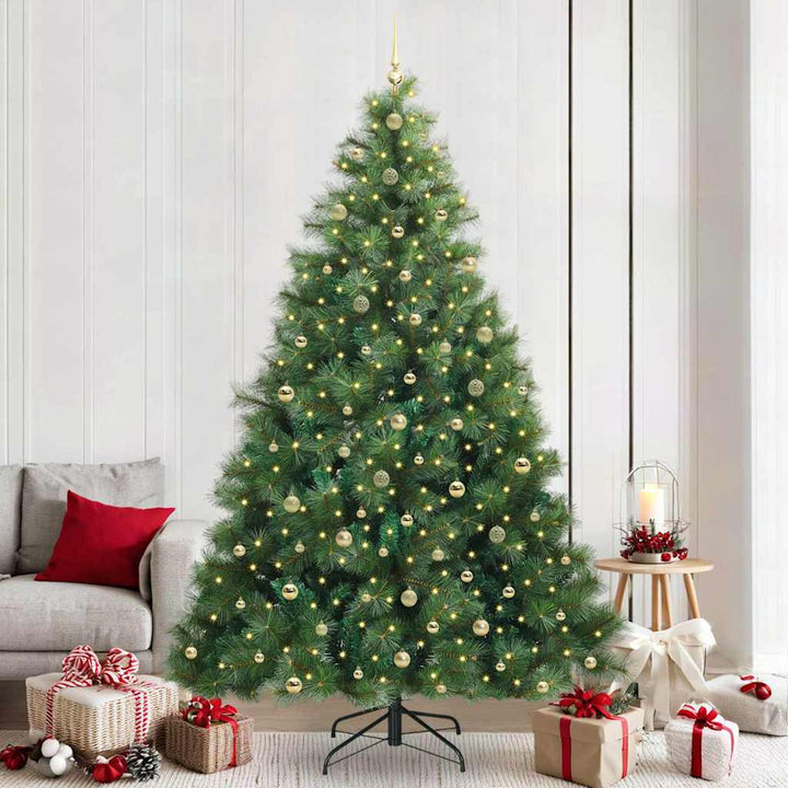 Kunstigt juletræ med 300 LED'er Grøn 240 cm PE og PVC