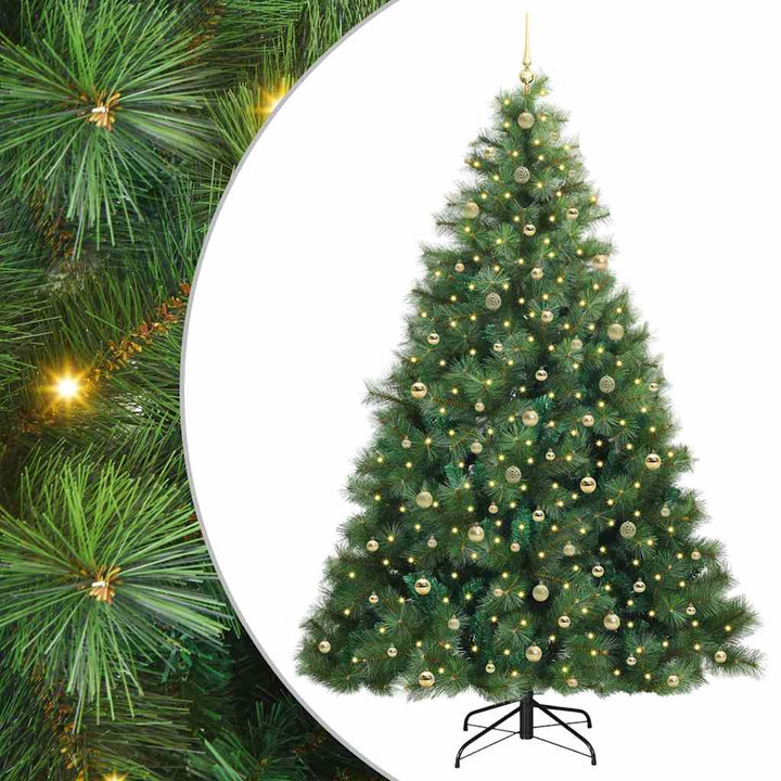 Kunstigt juletræ med 300 LED'er Grøn 240 cm PE og PVC
