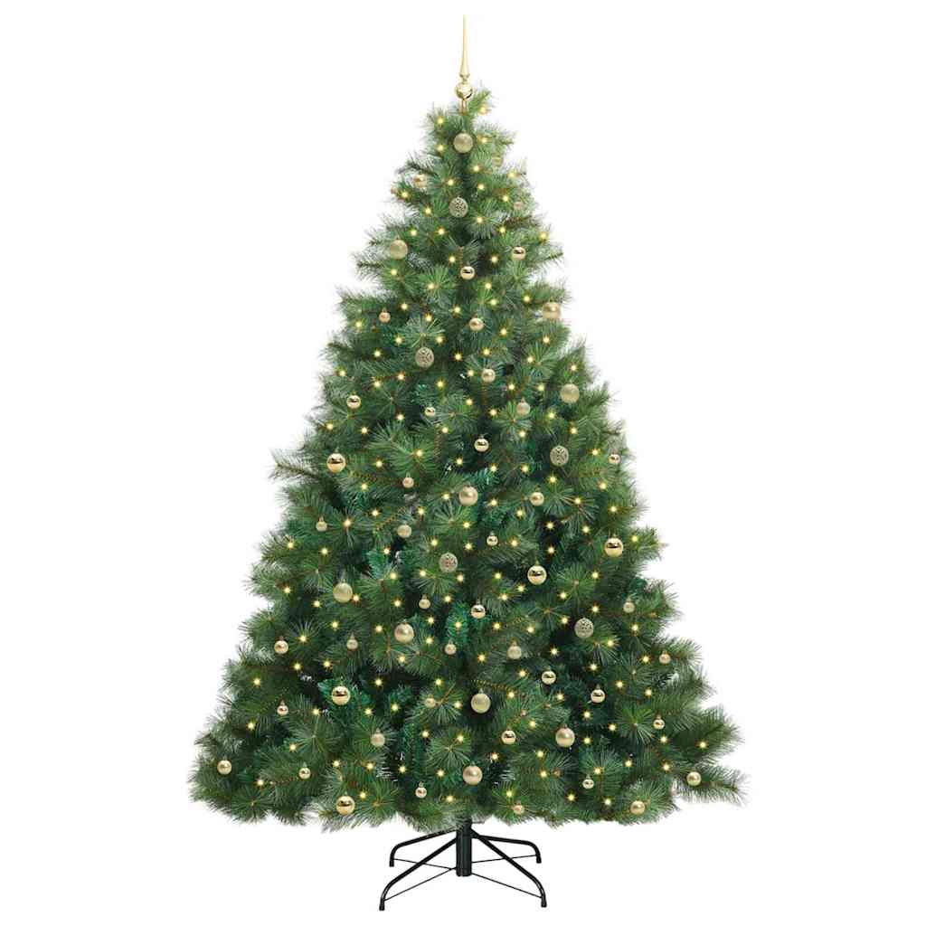 Kunstigt juletræ med 300 LED'er Grøn 240 cm PE og PVC