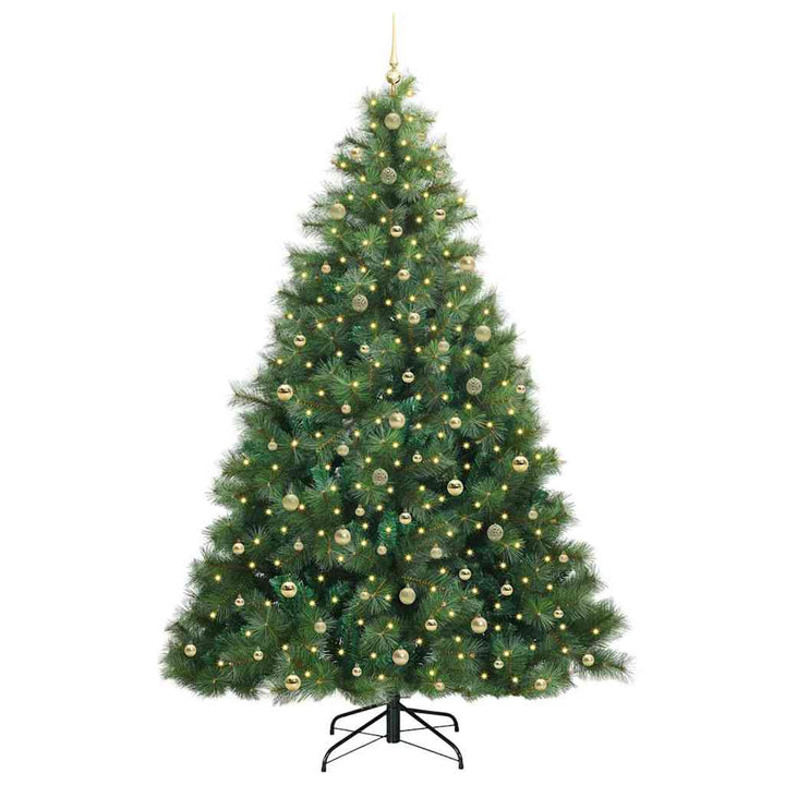 Kunstigt juletræ med 300 LED'er Grøn 240 cm PE og PVC