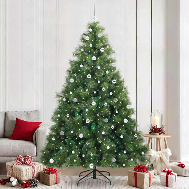 Kunstigt juletræ med 300 LED'er Grøn 240 cm PE og PVC