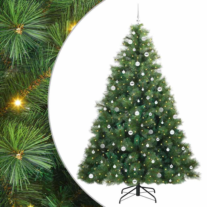 Kunstigt juletræ med 300 LED'er Grøn 240 cm PE og PVC