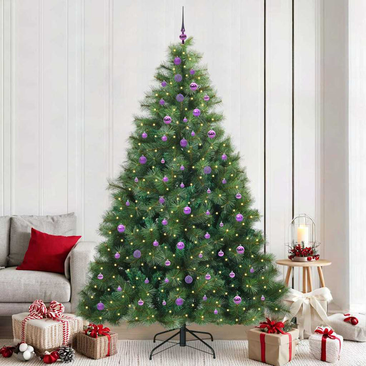 Kunstigt juletræ med 300 LED'er Grøn 240 cm PE og PVC