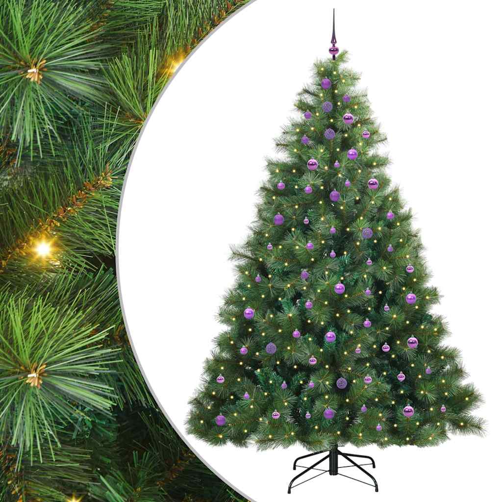 Kunstigt juletræ med 300 LED'er Grøn 240 cm PE og PVC