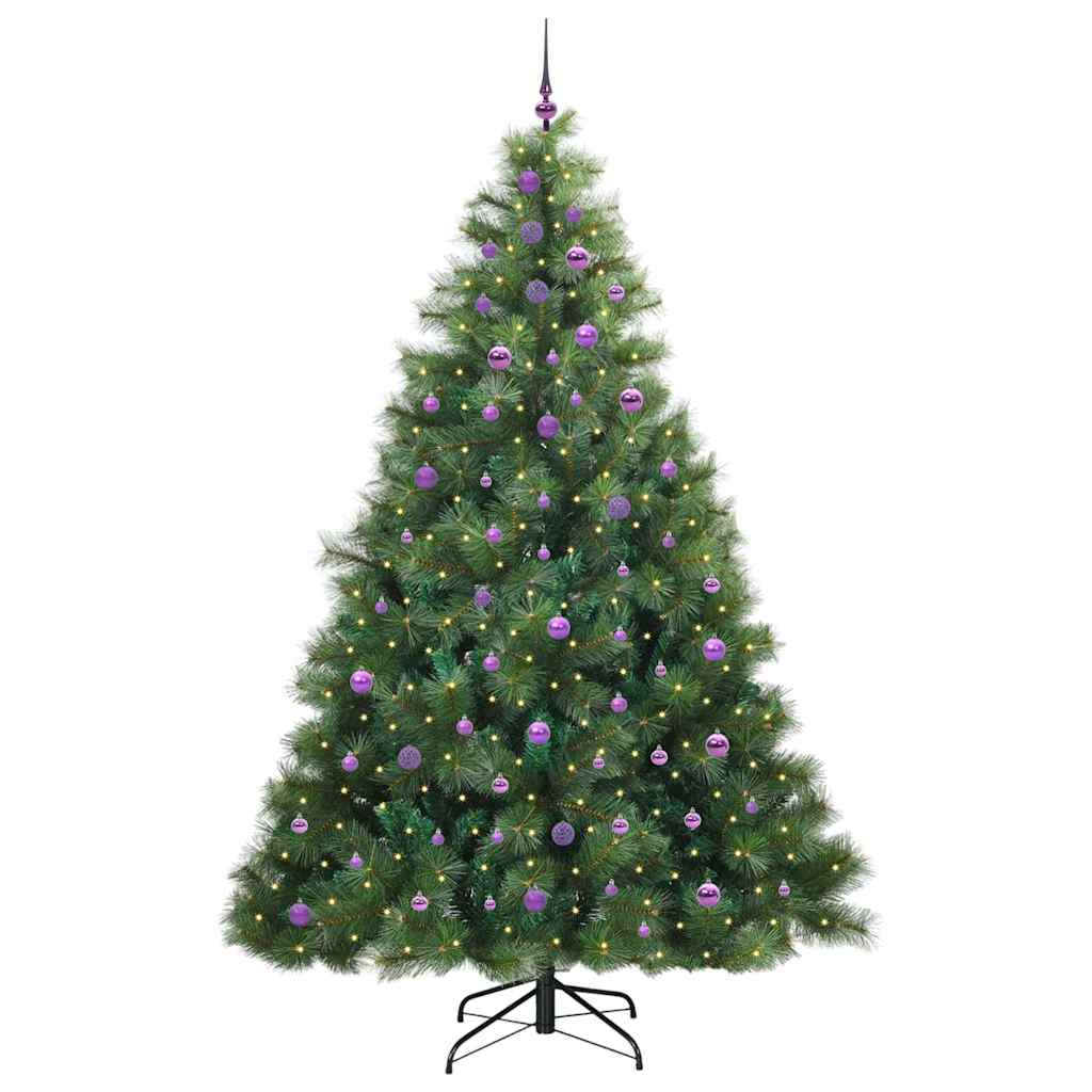 Kunstigt juletræ med 300 LED'er Grøn 240 cm PE og PVC