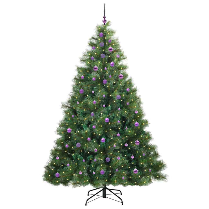Kunstigt juletræ med 300 LED'er Grøn 240 cm PE og PVC