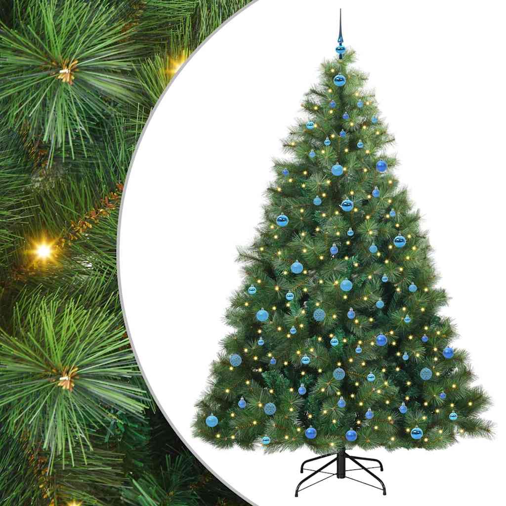 Kunstigt juletræ med 300 LED'er Grøn 240 cm PE og PVC