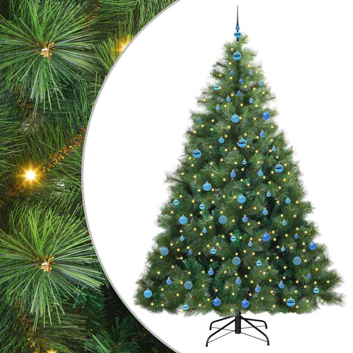 Kunstigt juletræ med 300 LED'er Grøn 240 cm PE og PVC