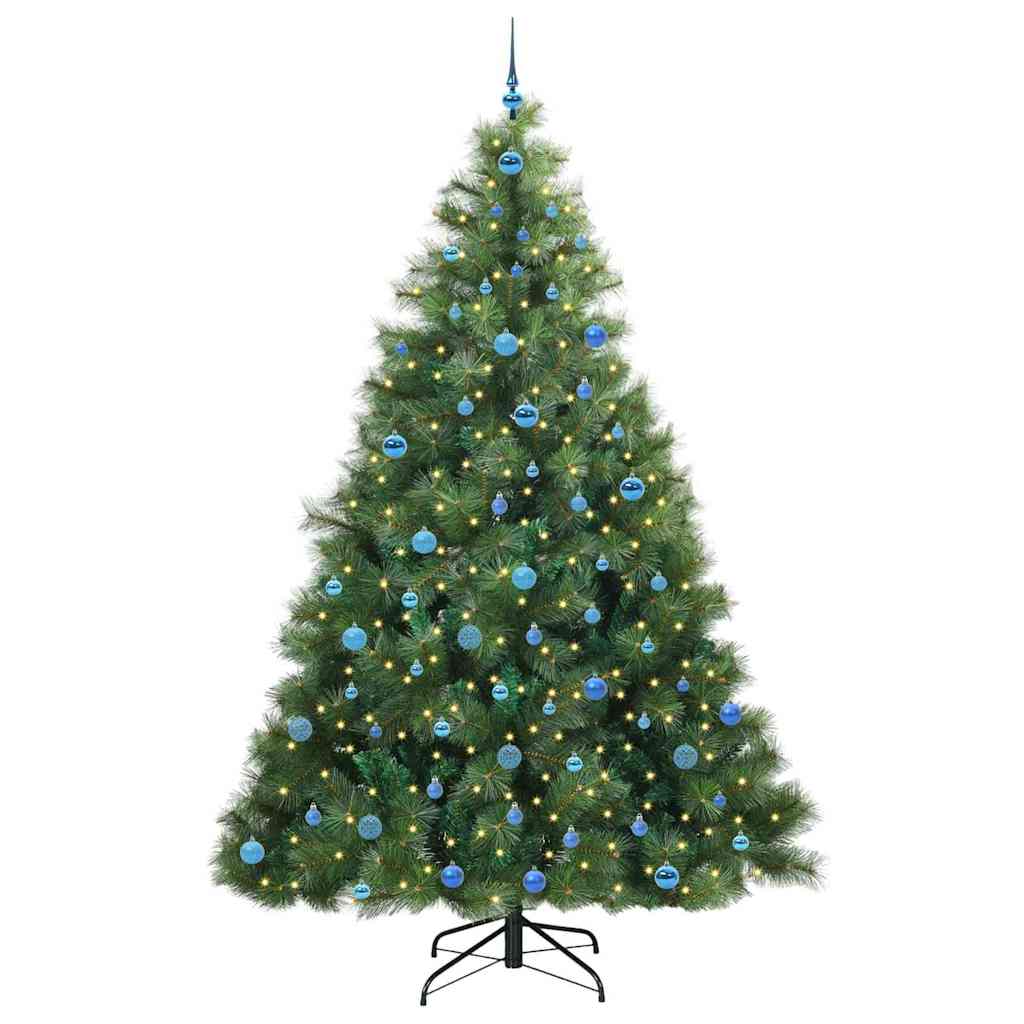 Kunstigt juletræ med 300 LED'er Grøn 240 cm PE og PVC