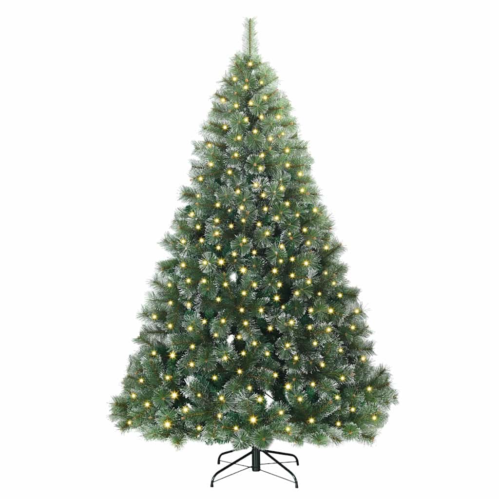 Kunstigt juletræ med 300 LED'er Grøn 180 cm PE og PVC