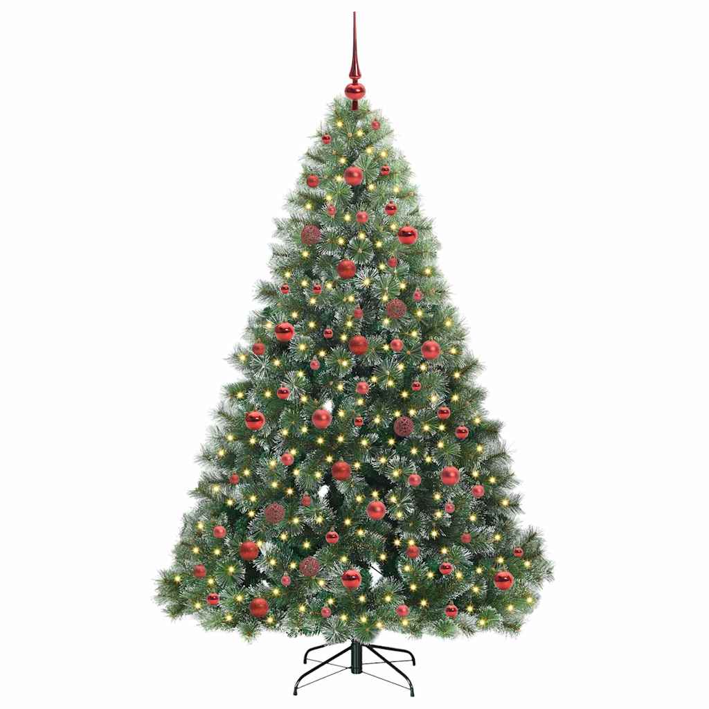 Kunstigt juletræ med 300 LED'er Grøn 180 cm PE og PVC