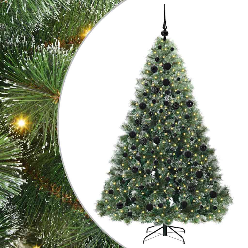 Kunstigt juletræ med 300 LED'er Grøn 180 cm PE og PVC