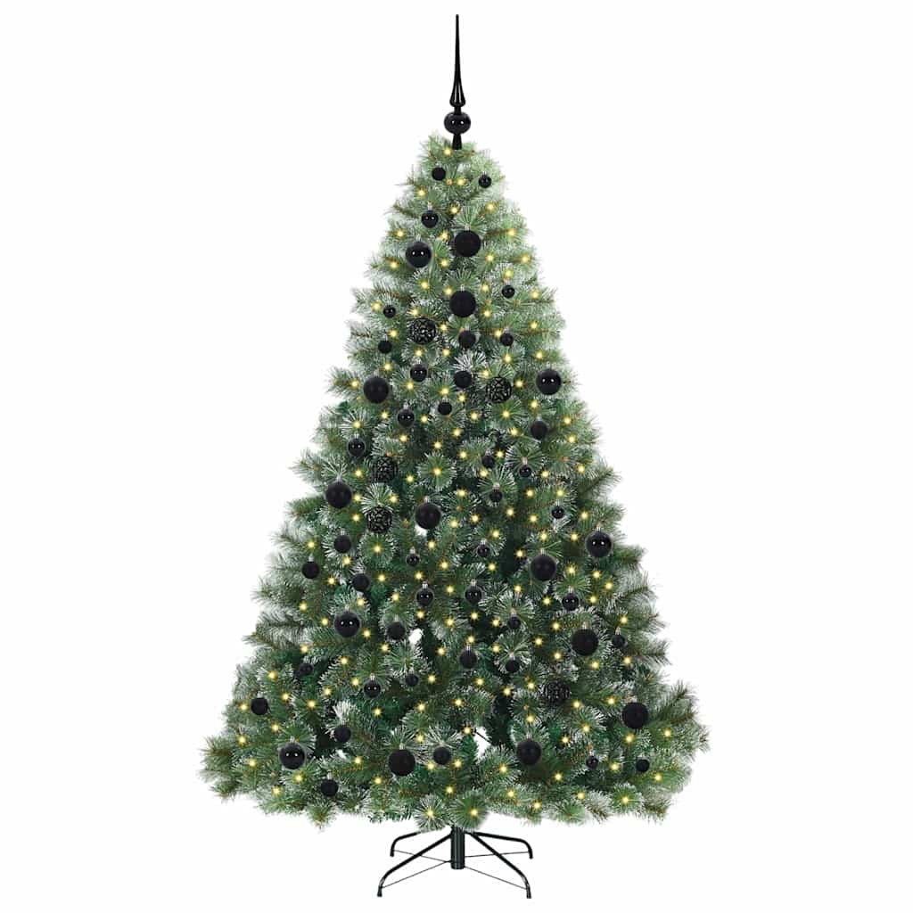 Kunstigt juletræ med 300 LED'er Grøn 180 cm PE og PVC