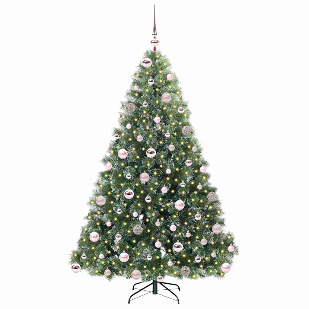 Kunstigt juletræ med 300 LED'er Grøn 180 cm PE og PVC