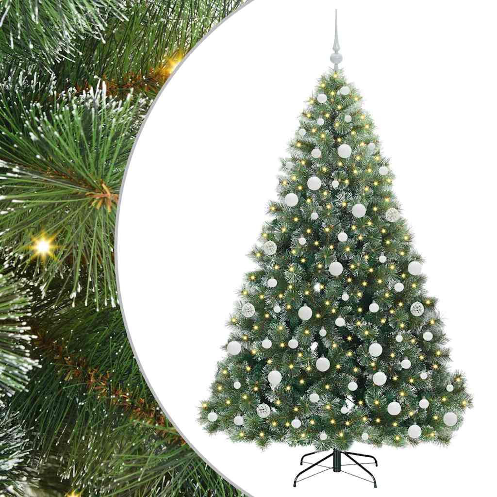 Kunstigt juletræ med 300 LED'er Grøn 180 cm PE og PVC