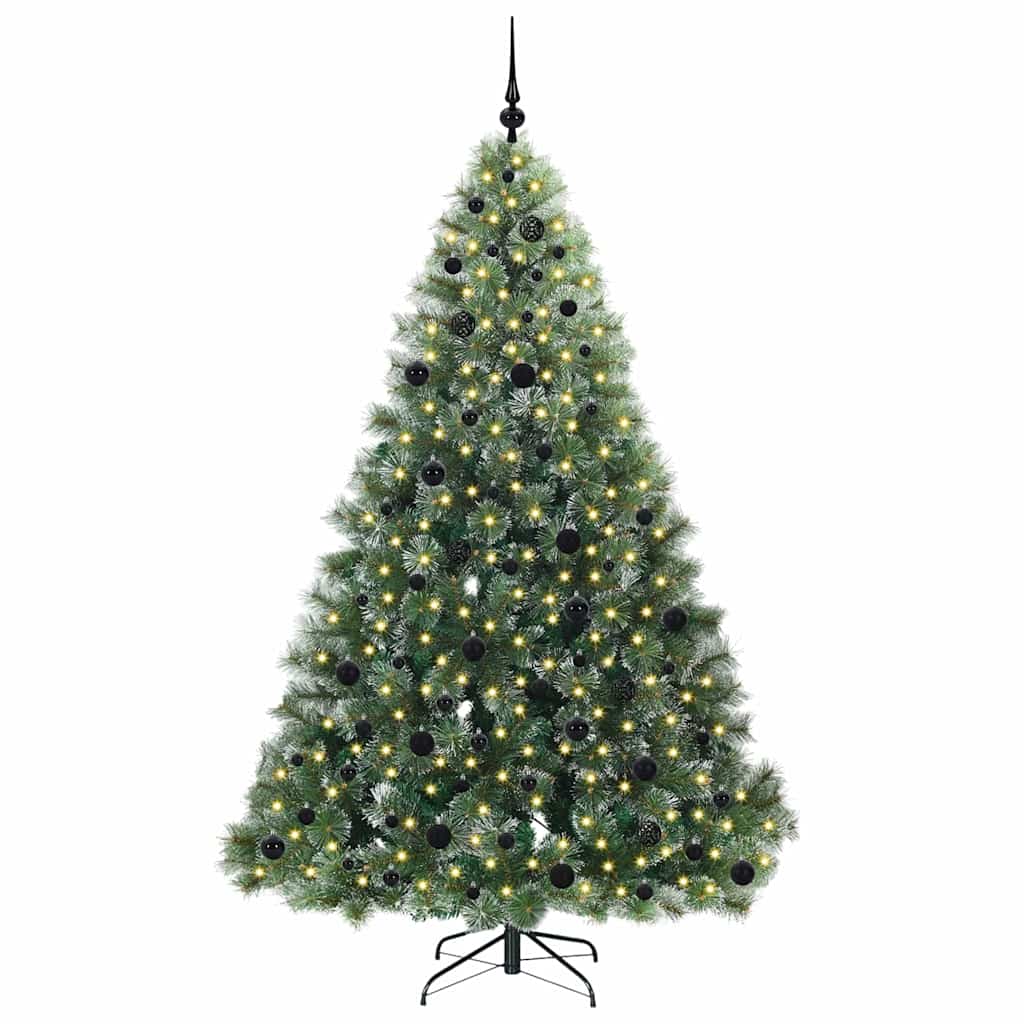 Kunstigt juletræ med 300 LED'er Grøn 210 cm PE og PVC
