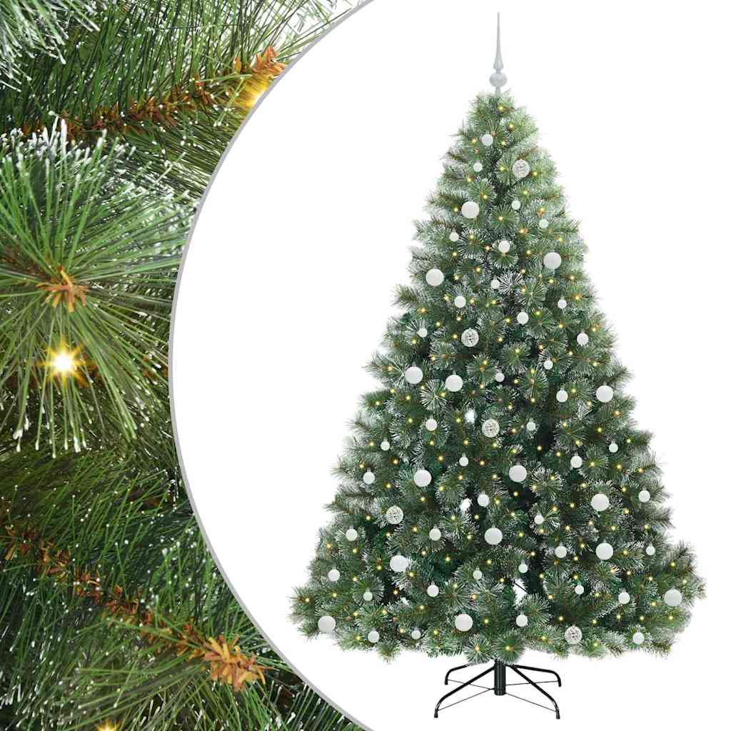 Kunstigt juletræ med 300 LED'er Grøn 210 cm PE og PVC