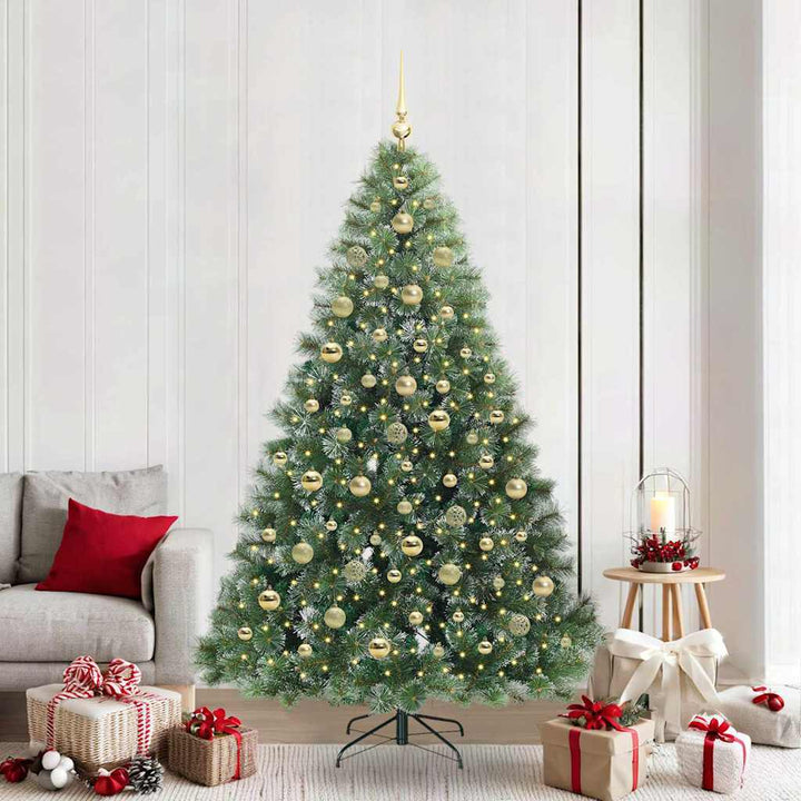 Kunstigt juletræ med 300 LED'er Grøn 210 cm PE og PVC