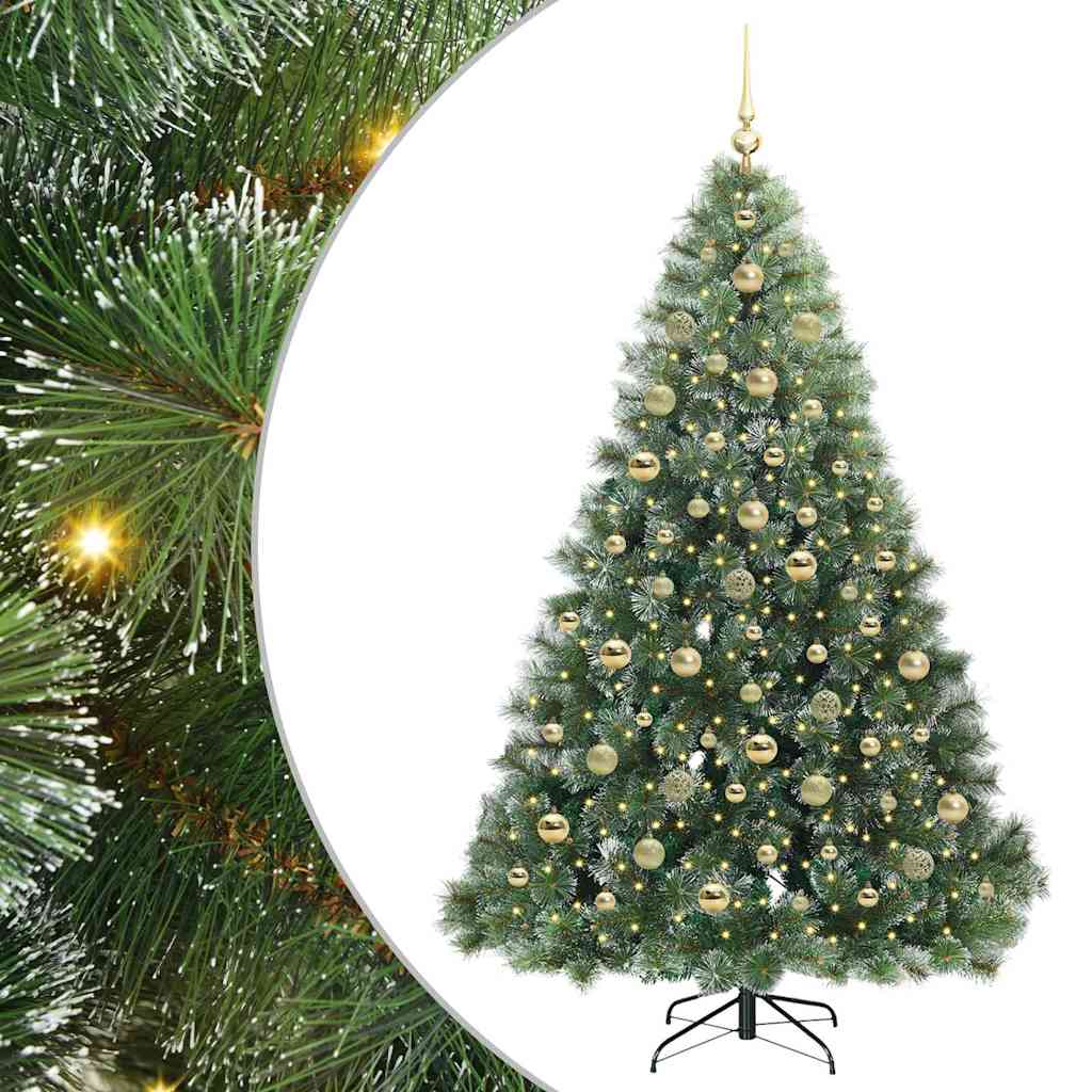 Kunstigt juletræ med 300 LED'er Grøn 210 cm PE og PVC