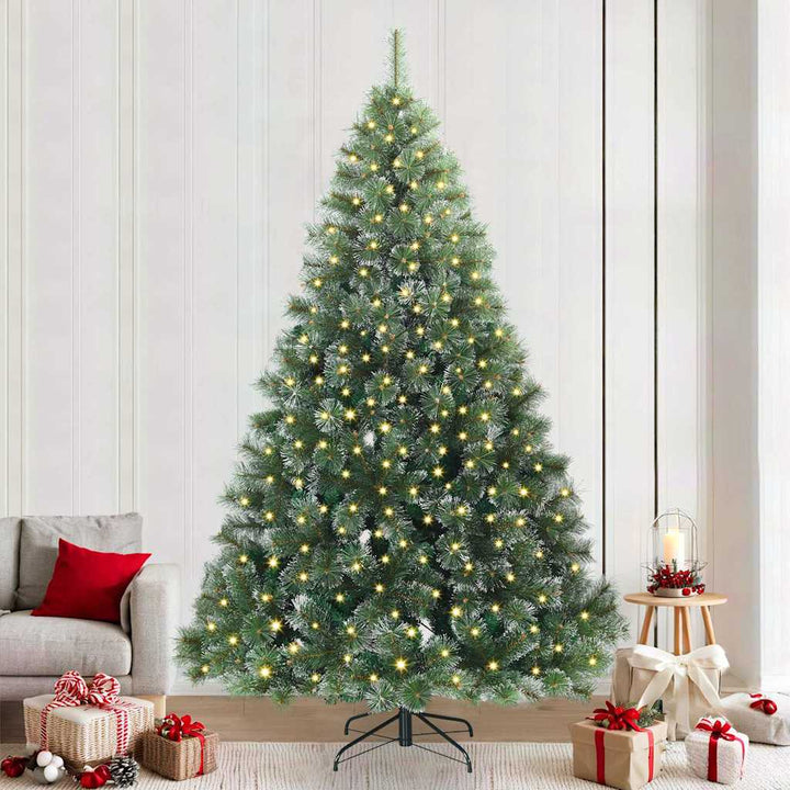 Kunstigt juletræ med 300 LED'er Grøn 240 cm PE og PVC