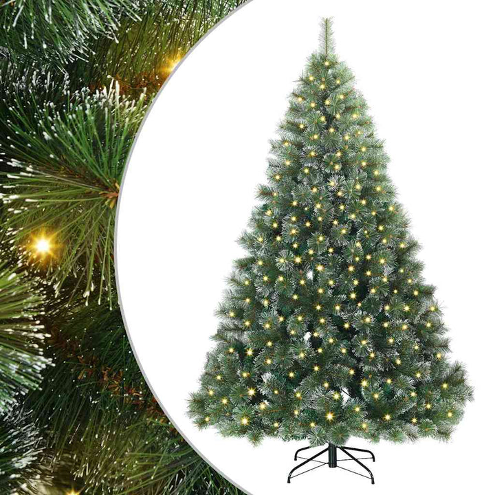 Kunstigt juletræ med 300 LED'er Grøn 240 cm PE og PVC