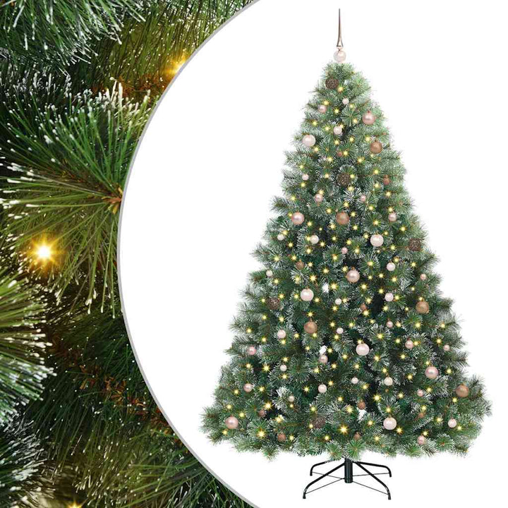 Kunstigt juletræ med 300 LED'er Grøn 240 cm PE og PVC