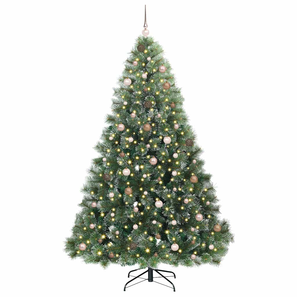 Kunstigt juletræ med 300 LED'er Grøn 240 cm PE og PVC