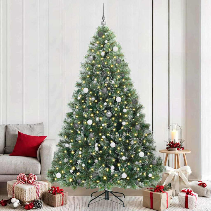 Kunstigt juletræ med 300 LED'er Grøn 240 cm PE og PVC